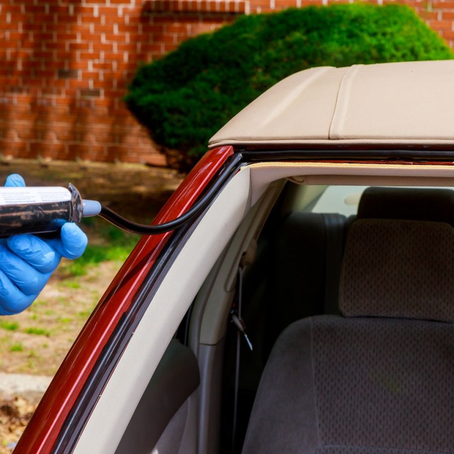 Auto Glass Repair Windshield Replacement Service In Progress